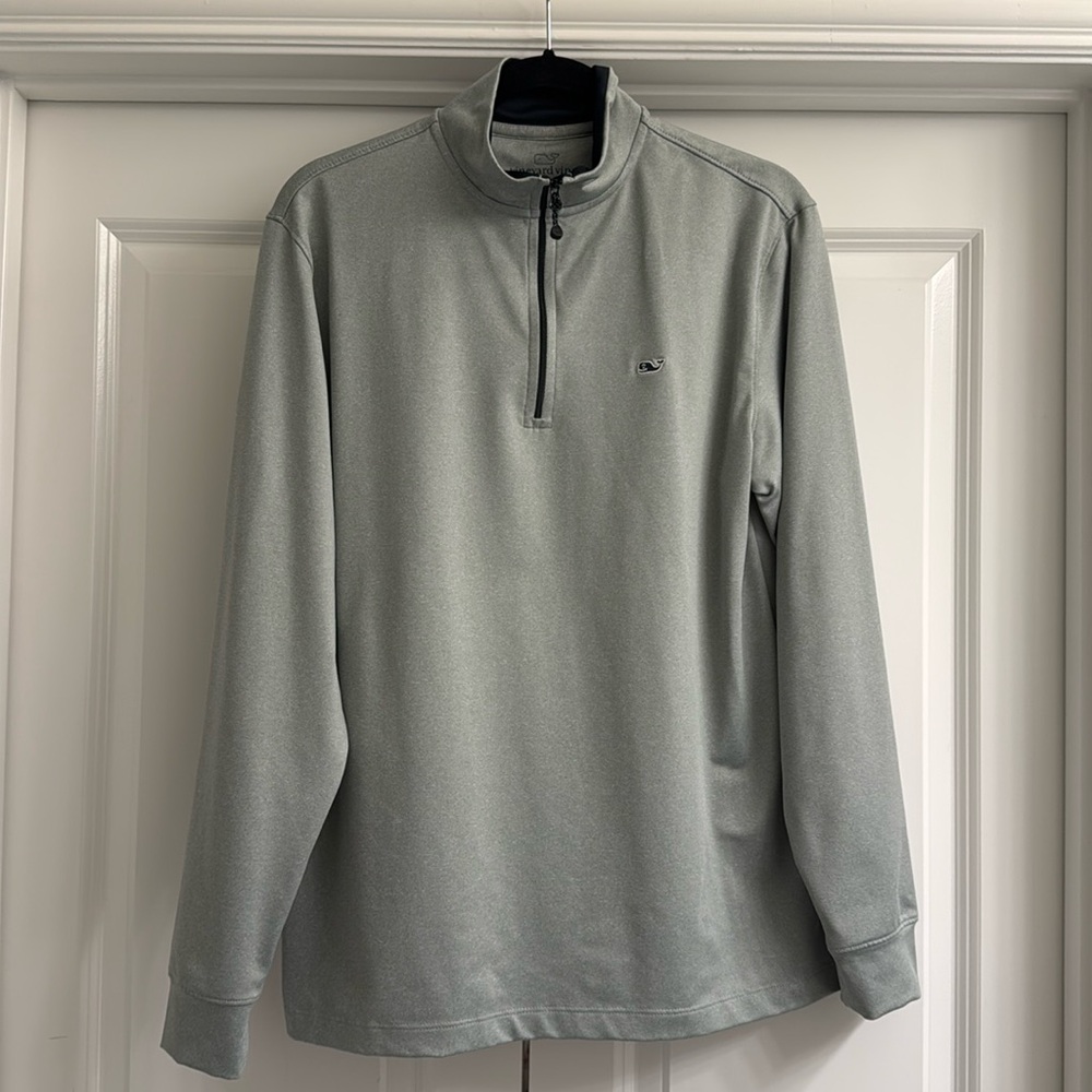 Vineyard Vines Light Grey 1/4 Zip Performance Pullover